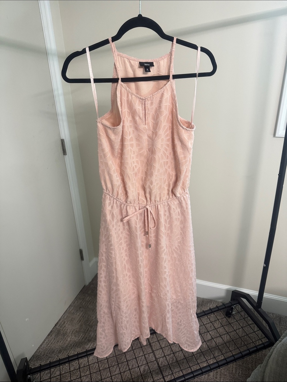 Express Blush Pink Lace-Texture Maxi Dress